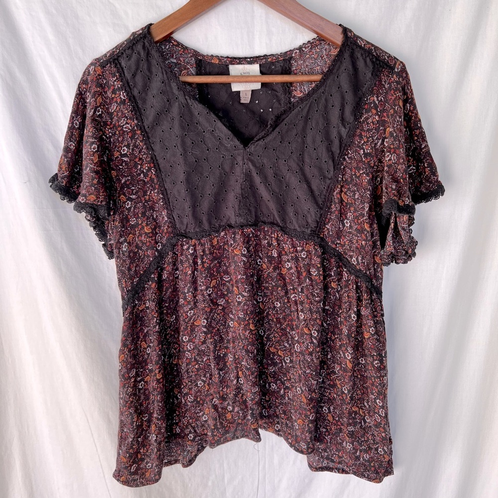 Flower Eyelet Lace Blouse